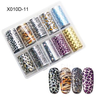 BIN New Design 4cm Width Flower Laser Leopard Nail Foil Transfer Paper Roll Foil Set