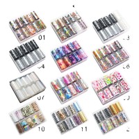 BIN box packing Nail Art Foil 4*100CM mixed 10design Star foil Sets decals