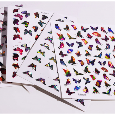 BIN Laser 3D colorful butterfly wall nail stickers