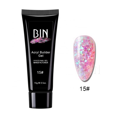 BIN glitter color shiny nail builder gel 15g builder gel nail in a bottle